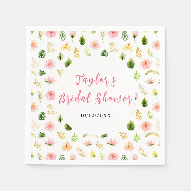 Serviette En Papier Tropical Jungle Floral Bridal Shower (Devant)