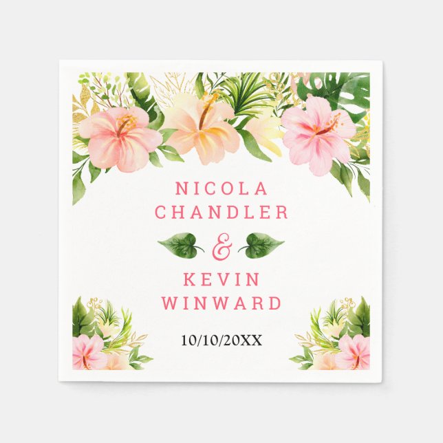 Serviette En Papier Tropical Jungle Floral Wedding (Devant)