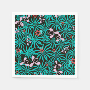 Serviette En Papier Tropical jungle palm leaves orchid flowers bloom c