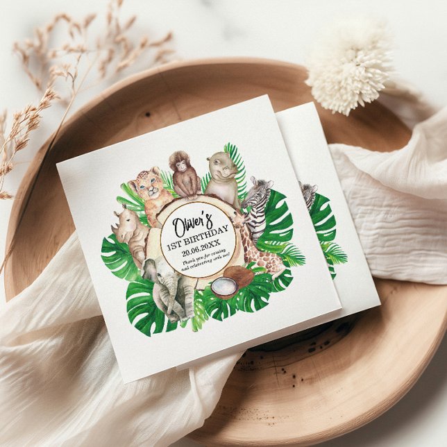 Serviette En Papier Tropical Jungle Safari Animaux Baby showers Garçon (Créateur téléchargé)