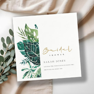 Serviette En Papier Tropical Moderne Monstera Faune Verte Mariage