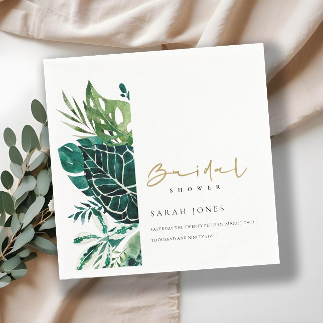Serviette En Papier Tropical Moderne Monstera Faune Verte Mariage (Créateur téléchargé)
