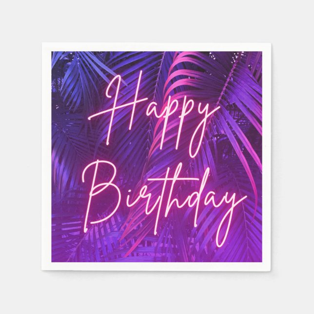 Serviette en papier Tropical Palm Leaf Joyeux Anni (Devant)