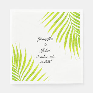 Serviette En Papier Tropical Palm Mariages Glittery Green Gold 2023