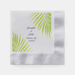 Serviette En Papier Tropical Palm Mariages Glittery Green Gold Silver