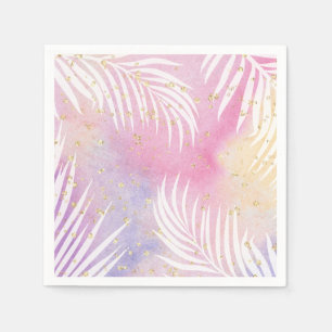 Serviette En Papier Tropical Palm Pastel Rainbow Pool Party