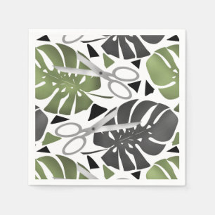 Serviette En Papier Tropical print monstera leaves scissors jungle exo