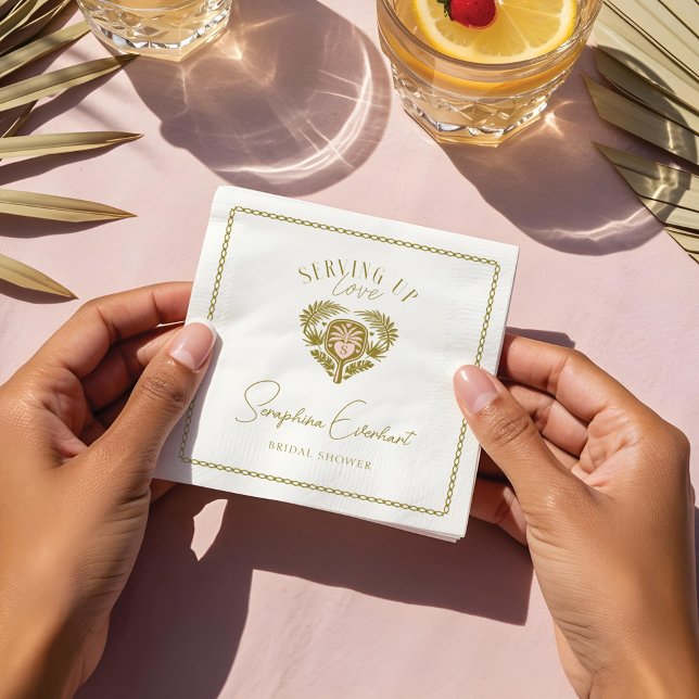Serviette En Papier Tropical Rétro Arbre Palmier Cadeau de Mariage Pic (Retro Tropical Palm Tree Pickleball Bridal Shower Napkins)