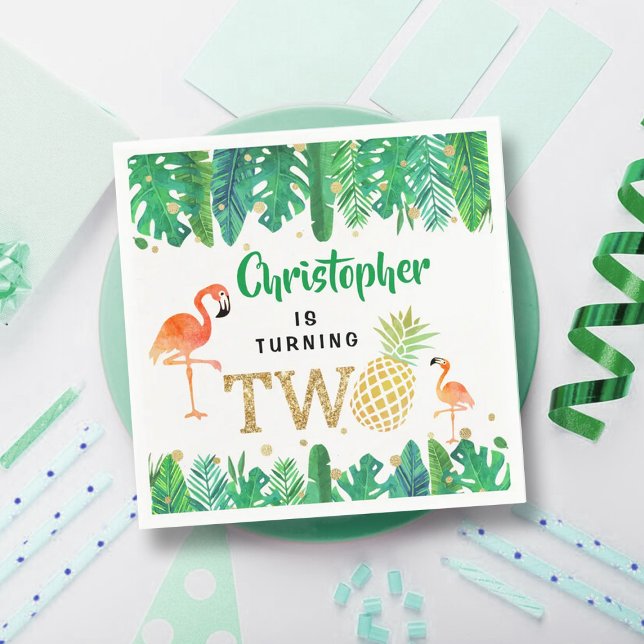 Serviette En Papier Tropical Summer Beach Luau Boys 2e anniversaire (Créateur téléchargé)