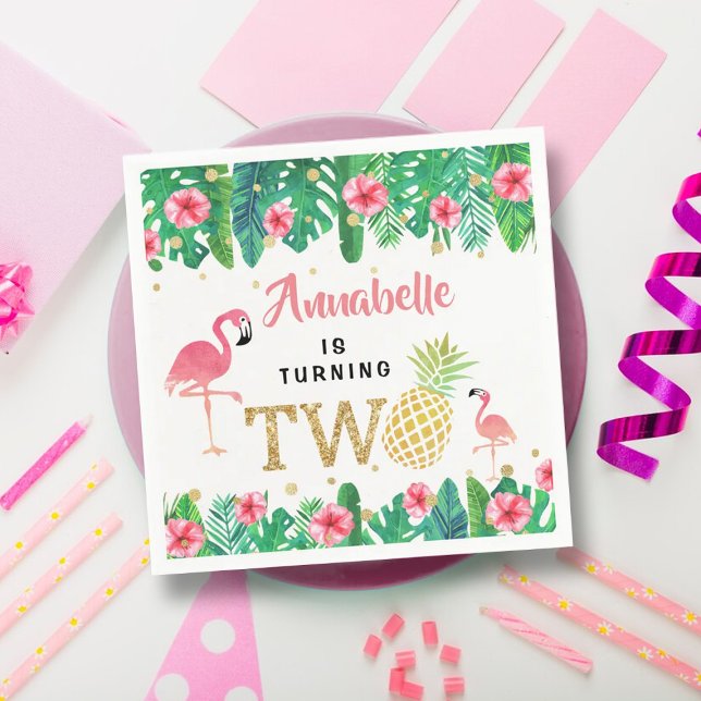 Serviette En Papier Tropical Summer Beach Luau Girls 2e anniversaire (Créateur téléchargé)