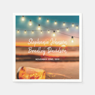 Serviette En Papier Tropical Sunset Beach Mason Jar Mariage