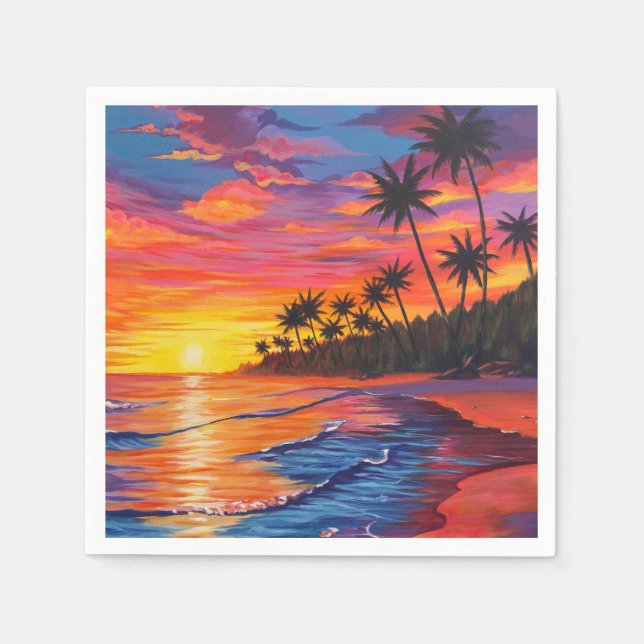 Serviette En Papier Tropical Sunset Napkins (Devant)