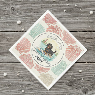 Serviette En Papier Tropical The Big One Surf Dachshund anniversaire