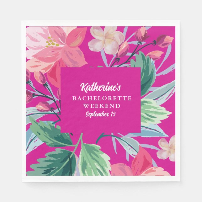 Serviette En Papier Tropique comme sa soirée Pink Bachelorette (Devant)