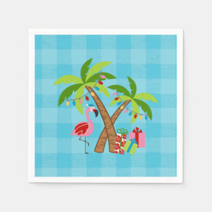 Serviette En Papier Tropiques festifs Flamingo et palmiers de vacances