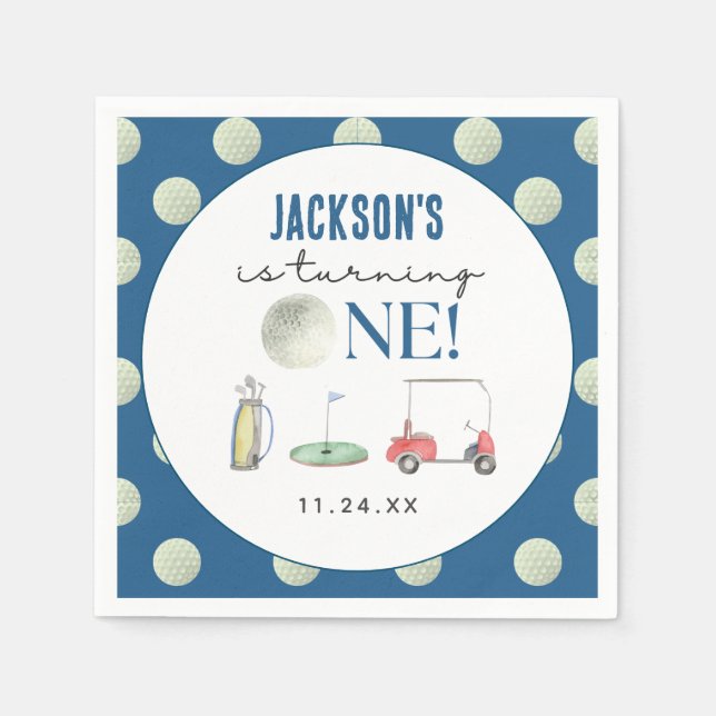 Serviette En Papier Trou En Un Garçon De Golf Anniversaire (Devant)