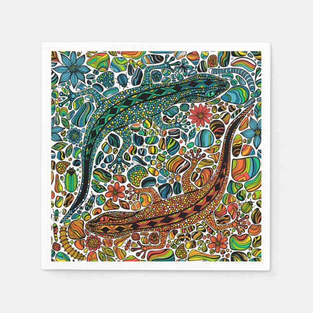 Serviette En Papier Trouvez les geckos (Devant)