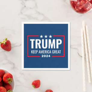 Serviette En Papier Trump 2024 Gardez l'Amérique grande - bleu rouge