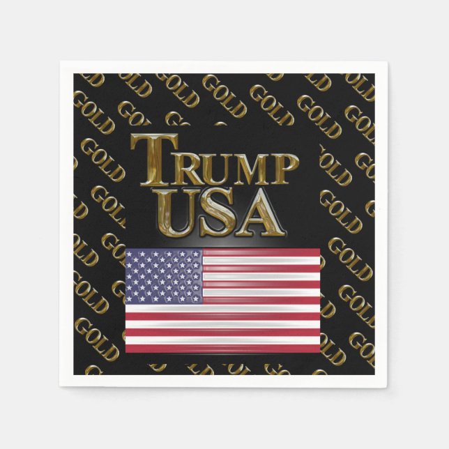 SERVIETTE EN PAPIER TRUMP ÉTATS-UNIS  OR  (Devant)