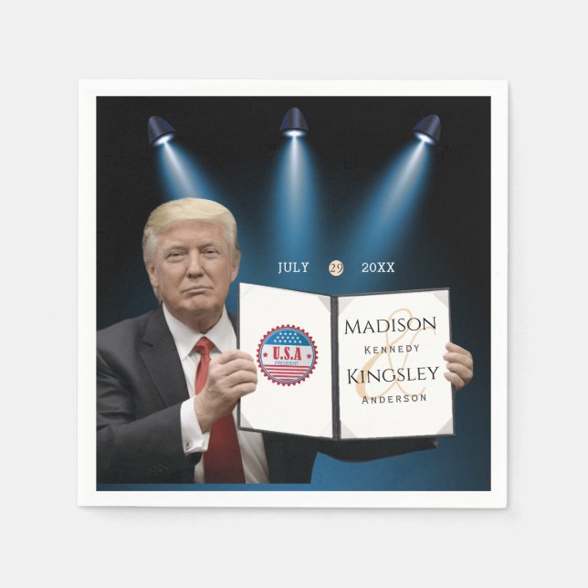 Serviette En Papier Trump Grand Autocollant Carré Mariage Extraordinai (Devant)