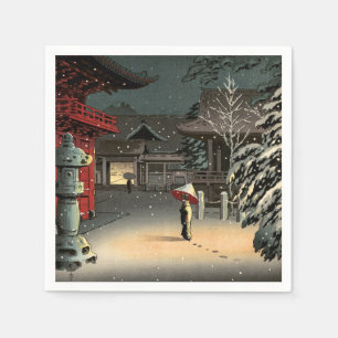 Serviette En Papier Tsuchiya Koitsu - Neige au temple de Nezu