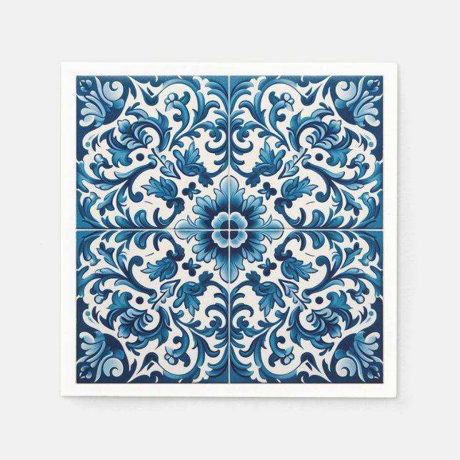 Serviette En Papier Tuile bleue portugaise (Devant)