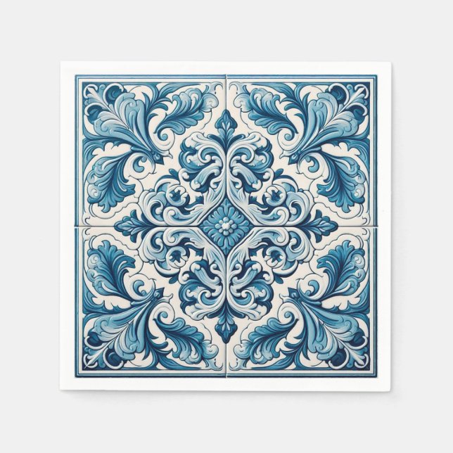 Serviette En Papier Tuile bleue portugaise (Devant)
