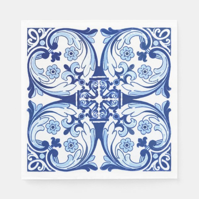 Serviette En Papier Tuile bleue portugaise (Devant)