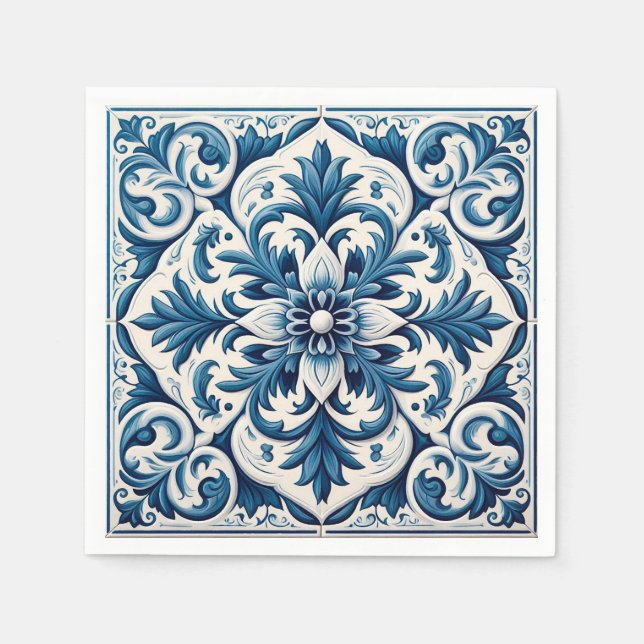 Serviette En Papier Tuile bleue portugaise (Devant)