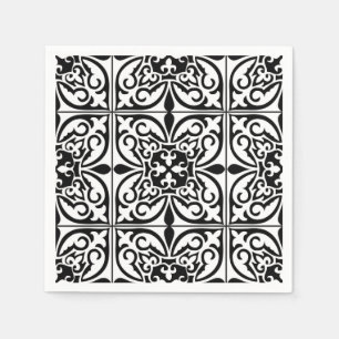 Serviette En Papier Tuile marocaine - blanc avec l'arrière - plan noi