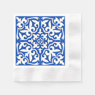 Serviette En Papier Tuile marocaine - bleu et blanc de cobalt