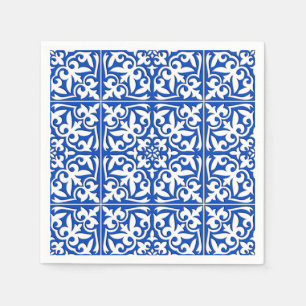 Serviette En Papier Tuile marocaine - bleu et blanc de cobalt