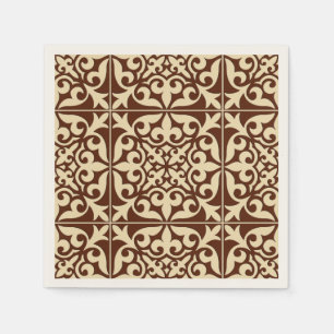 Serviette En Papier Tuile marocaine - brun chocolat et beige
