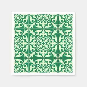 Serviette En Papier Tuile marocaine - émeraude et vert clair