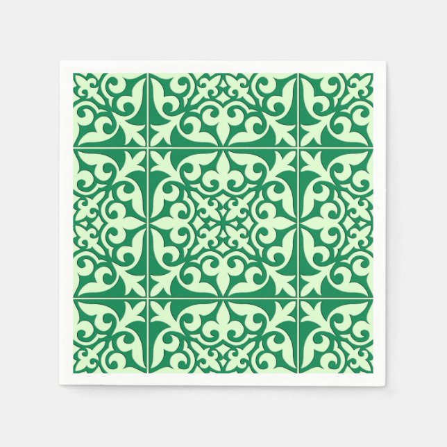 Serviette En Papier Tuile marocaine - émeraude et vert clair (Devant)