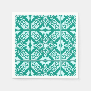 Serviette En Papier Tuile marocaine - turquoise et aqua