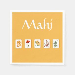 Serviette En Papier Tuiles de fleurs de Mahjong
