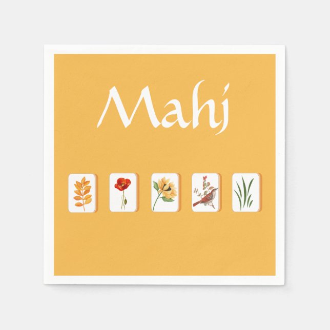 Serviette En Papier Tuiles de fleurs de Mahjong (Devant)