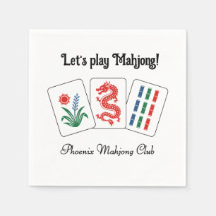 Serviette En Papier Tuiles de Mah-jong #2 “ Jouons au Mahjong !” Servi