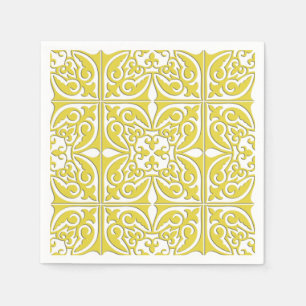 Serviette En Papier Tuiles marocaines - moutarde jaune et blanc