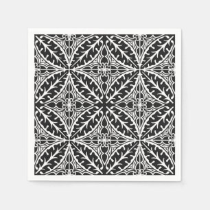 Serviette En Papier Tuiles marocaines - noires et blanches