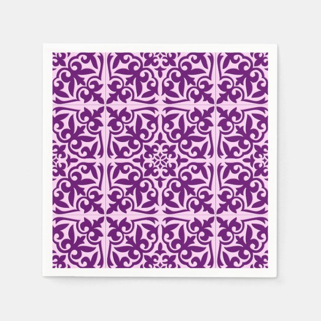 Serviette En Papier Tuiles marocaines - violet et orchidée (Devant)
