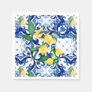 Serviette En Papier tuiles siciliennes, citron, mosaïque, majolica,