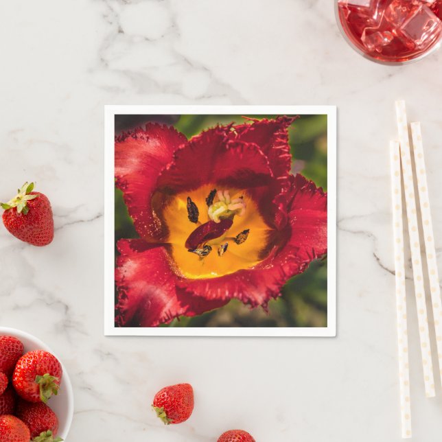 Serviette En Papier Tuliforme rouge (En situation)