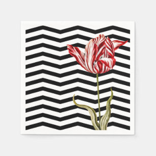 Serviette En Papier Tulip Botanique Chevron Stripes Motif