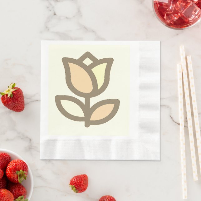 Serviette En Papier Tulip fleur motif crème fond (En situation)