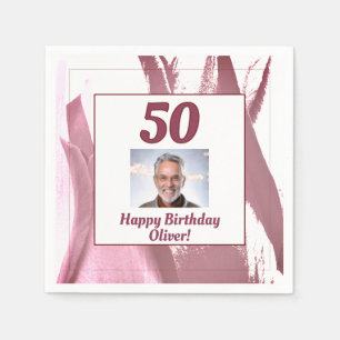 Serviette En Papier Tulip Flower Red 50th Birthday Floral Photo
