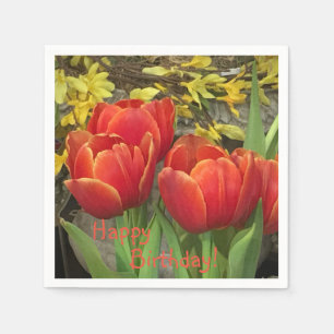 Serviette En Papier Tulipe d'anniversaire