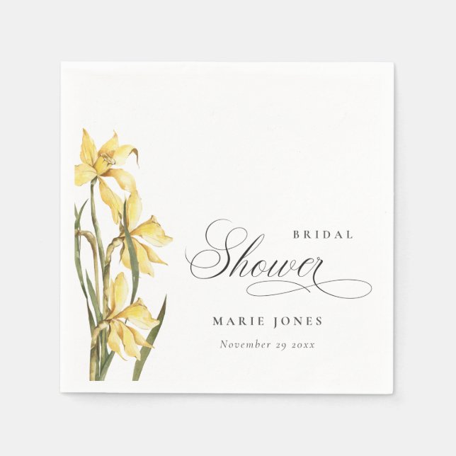 Serviette En Papier Tulipe jaune aquarelle florale Shower de mariage (Devant)