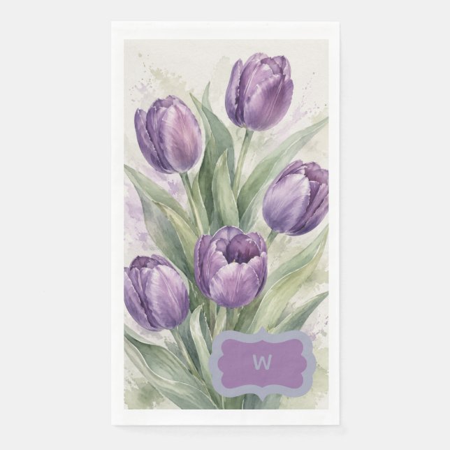 Serviette En Papier Tulipe Pourpre (Devant)